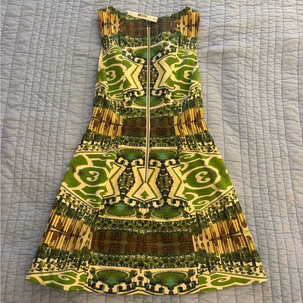 Alice + Olivia Green and Yellow Geometric Mini Dress (Versailles)